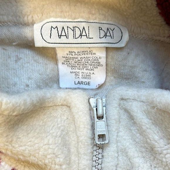 Mandal Bay American Flag Zip Up Turtleneck Sweater Size L - Picture 6 of 6